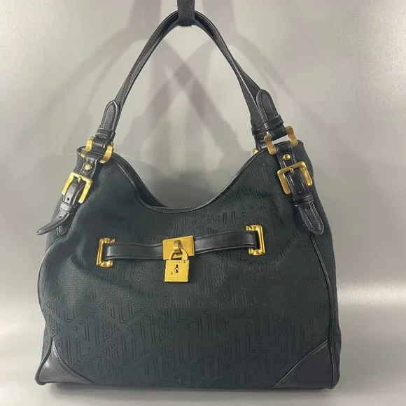 Ralph Lauren | Bags | Ralph Lauren Black Denim Leather Trim 